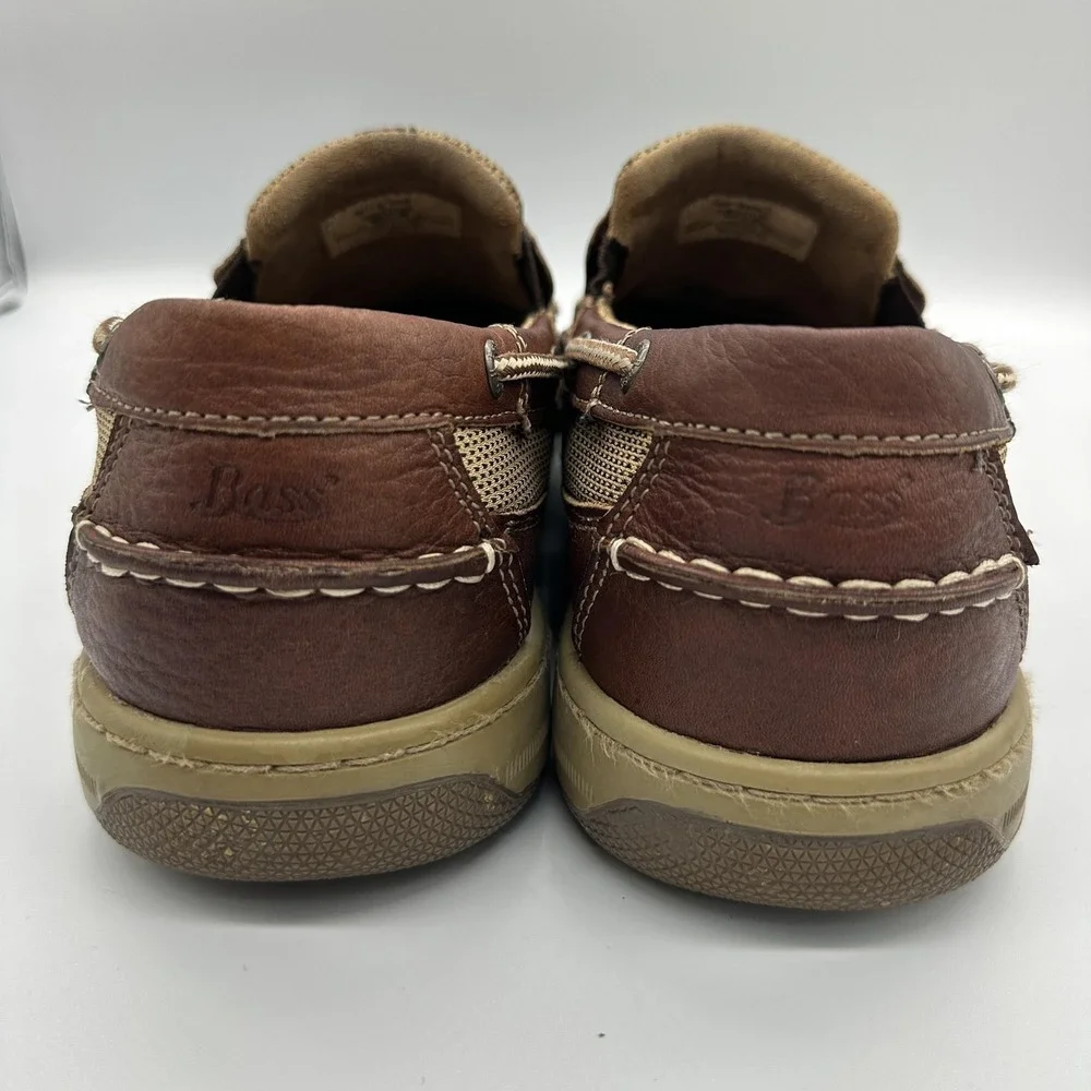 Bass Baron III Shoes Mens Size 13 Brown‎ Leather Slip On Casual Boat Loafers